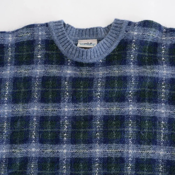 Vintage Northern Reflections Navy &  Blue Checker 48% Wool Crewneck Sweater XL - Picture 10 of 14